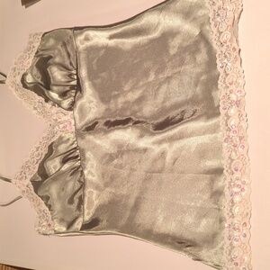 Trixxi Y2k Fairy Core Forest Made In USA Babydoll Cami Tank Top Lace Sequin